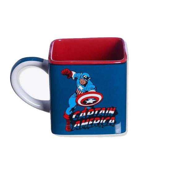 Imagem de Caneca de Cerâmica Quadrada Captain America Marvel Comics - 300ml - 1 unidade - Zona Criativa - Rizzo