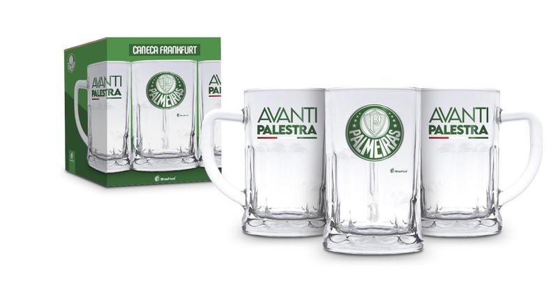 Imagem de Caneca de chopp cerveja vidro 565ml times futebol palmeiras - Brasfoot Presentes