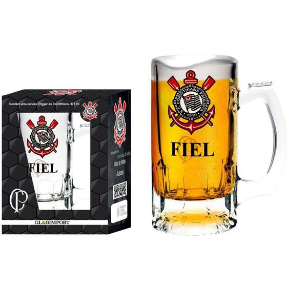 Imagem de Caneca de Chopp Corinthians FIEL Vidro 375ml - Globimport