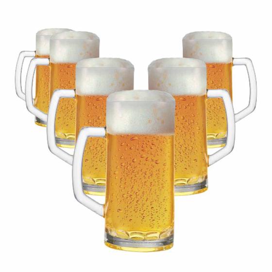 Imagem de Caneca de Chopp de Vidro Cerveja Berna Canelada P 385ml 6 Pcs