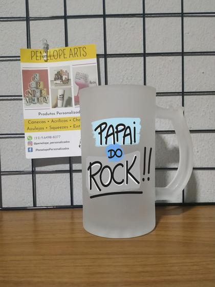 Imagem de Caneca de Chopp Vidro Jateado  Dia dos Pais - Papai do Rock!!