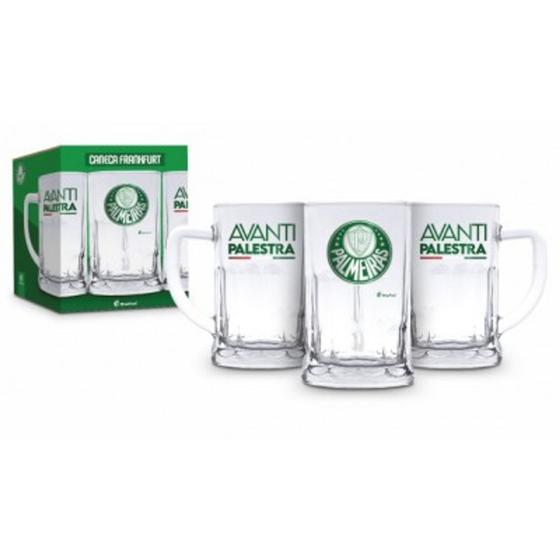 Imagem de Caneca De Chopp Vidro Palmeiras Vedão Cerveja 565ml Times Futebol