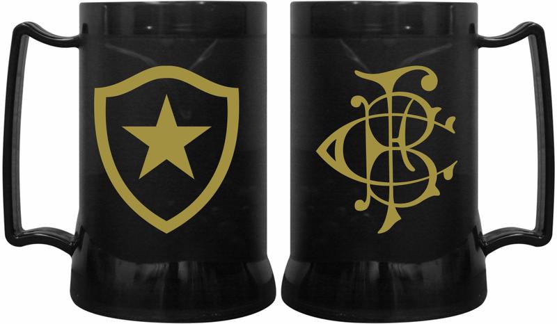 Imagem de Caneca De Gel Preta BotaFogo Escudo Dourado 400ml