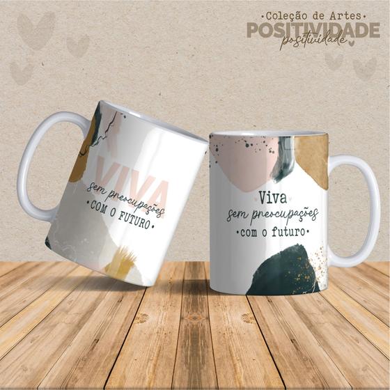 Imagem de Caneca de louça personalizada positividade 320 ml