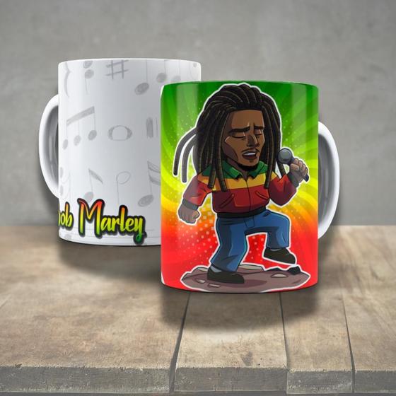 Imagem de Caneca de Porcelana 325ml Decorada Ícones da Música Personalizada