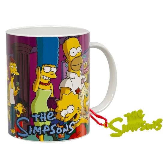 Imagem de Caneca de Porcelana 325ml Os Simpsons TSP2. Acompanha chaveiro de resina no mesmo tema
