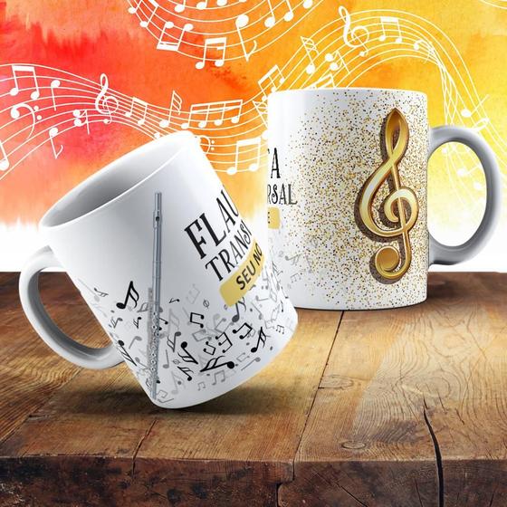 Imagem de Caneca de Porcelana 325ml Personalizada com Estampa de Instrumentos Musicais