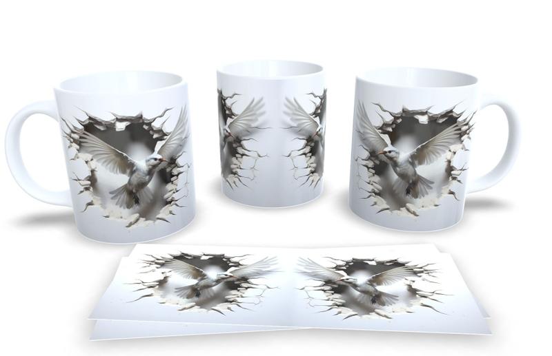 Imagem de Caneca de Porcelana Branca Coleção Animal em 3D