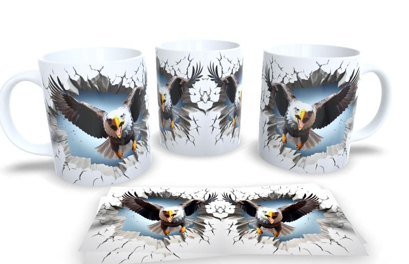 Imagem de Caneca de Porcelana Branca Personalizada Arte Espelhada em 3D