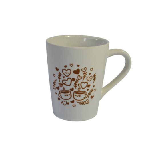 Imagem de Caneca de Porcelana Café Conica Coracao Desenho 250ml