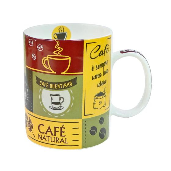 Imagem de Caneca de porcelana com frases café 390ml