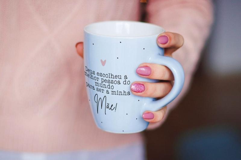 Imagem de Caneca de porcelana com mensagem fixa branca
