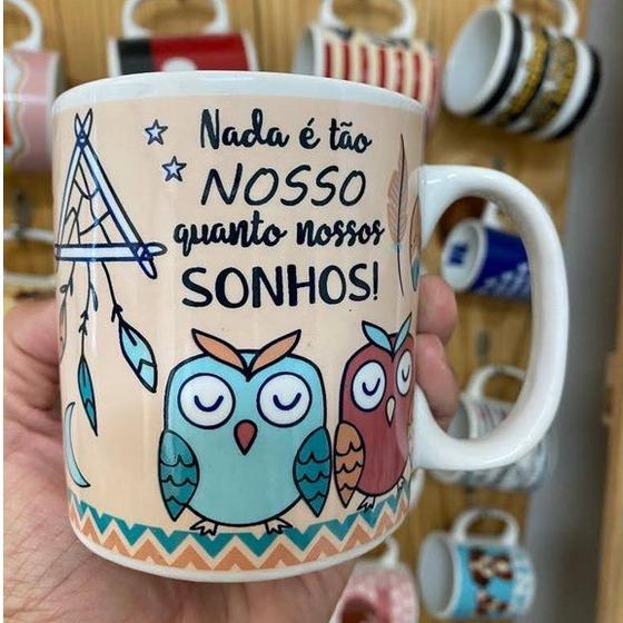 Imagem de Caneca de Porcelana Corujas "Nada é tão nosso" - 320ml