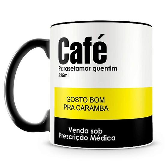 Imagem de caneca de porcelana escrito café parasetamar quentim - 325ml - unitário 