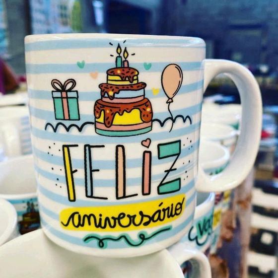 Imagem de Caneca de Porcelana - FELIZ ANIVERSÁRIO - 320ml