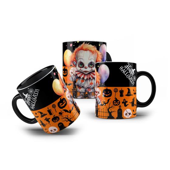 Imagem de Caneca de Porcelana Halloween Palhaço Dia das Bruxas 325mL