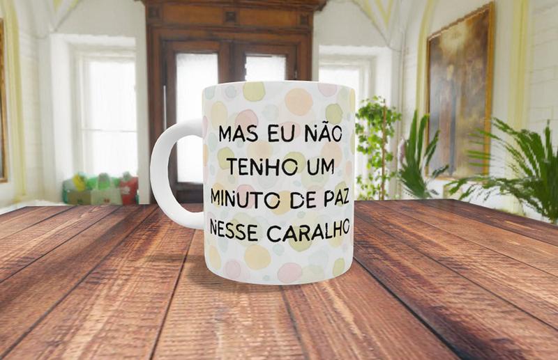 Imagem de Caneca de Porcelana - Mas eu não tenho 1 minuto de paz - Meme Flork