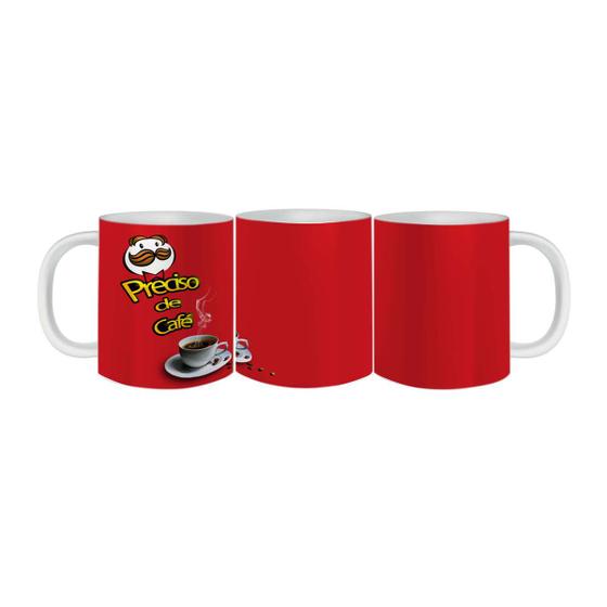 Imagem de Caneca de Porcelana Preciso de Café Frases Divertidas 325ml