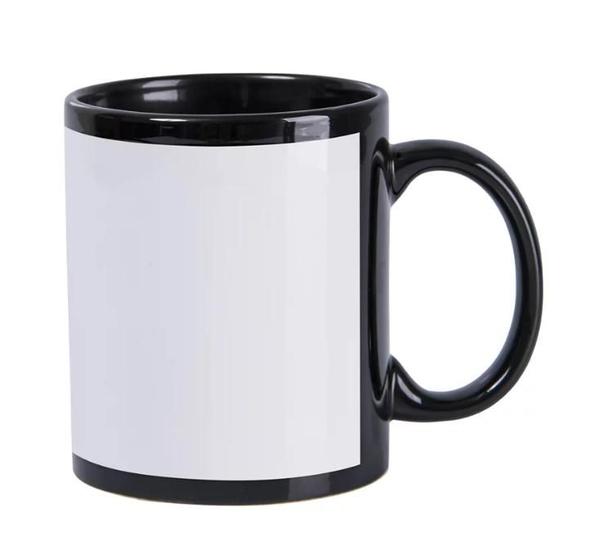 Caneca De Porcelana Preta Com Tarja Branca Para Sublimação - Metalnox ...