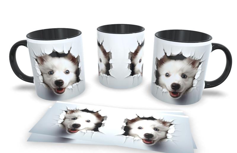 Imagem de Caneca de Porcelana Preta Personalizada Artes Espelhadas em 3D