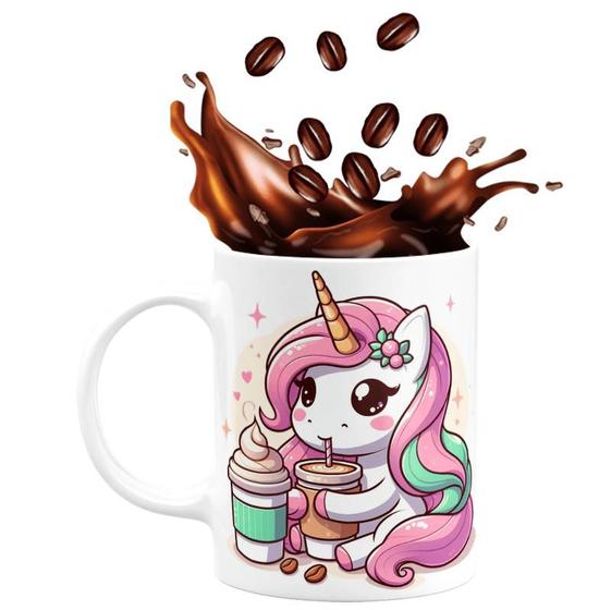 Imagem de Caneca de Porcelana Unicórnio Cute 325ml Coffee Straw