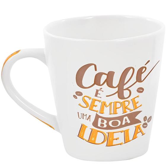 Imagem de Caneca De Porcelana Xícara Café Frases Positavas Engraçadas Felizes Motivacionais 300ml Branca Wincy