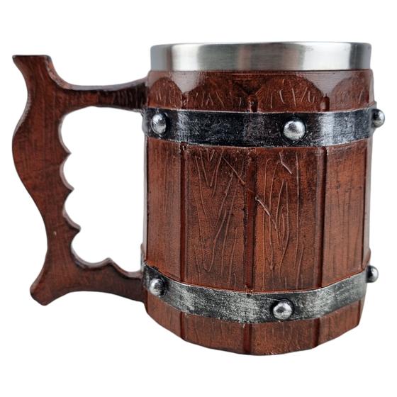 Imagem de Caneca De Resina Estilo Barril Viking Chopp 400ML Medieval