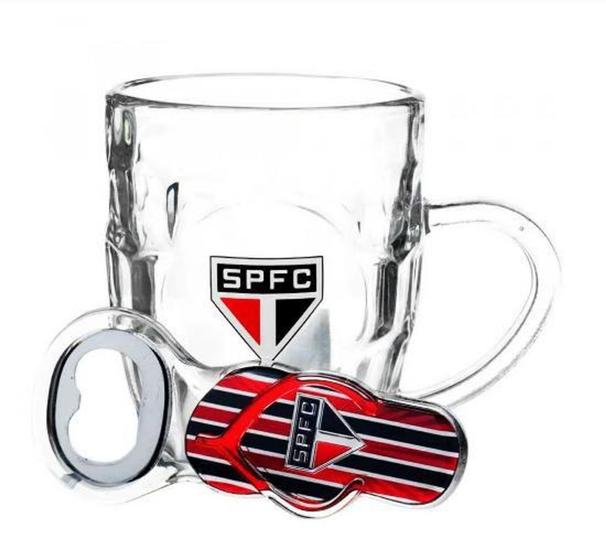 Imagem de Caneca de vidro 310 ml com abridorde garrafa spfc - MILENO