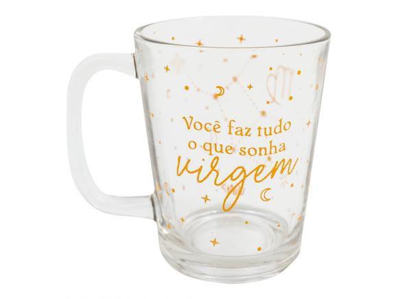 Imagem de Caneca de vidro 310 ml Signo Virgem Você faz tudo que sonha