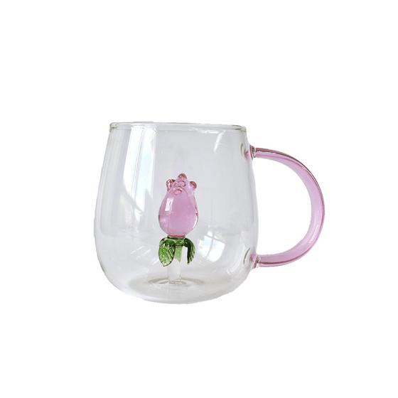 Imagem de Caneca De Vidro Borossilicato 3D 350ML Rosa - Allmix