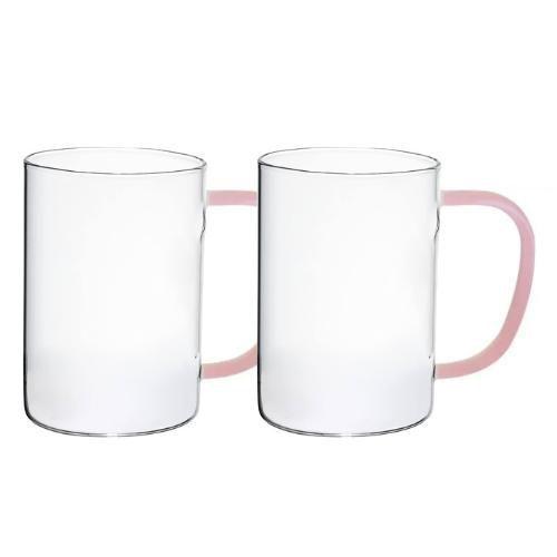 Imagem de Caneca De Vidro C/Alça Fun Rosa CJ 2 (unidades) 320ml Wolff