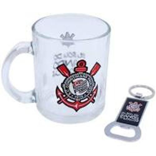 Imagem de Caneca De Vidro Com Abridor De Garrafa Corinthians 330Ml