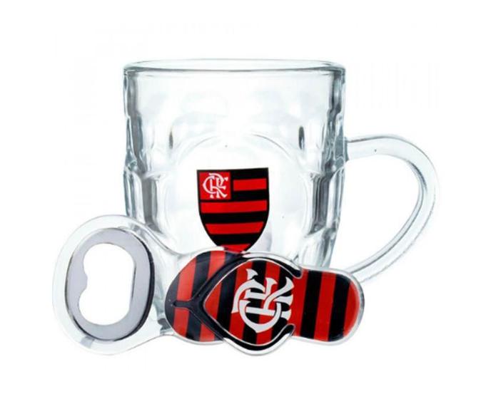 Imagem de Caneca De Vidro Com Abridor Flamengo 310ml