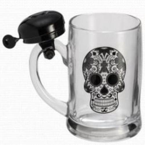 Imagem de Caneca De Vidro Com Campainha Estampa Caveira 400Ml