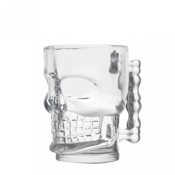 Imagem de Caneca de vidro para chopp e cerveja caveira rock style 500 ml transparente