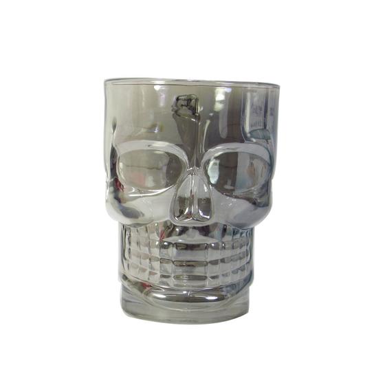 Imagem de Caneca de vidro para chopp e cerveja caveira rock style dark - fumê 500 ml