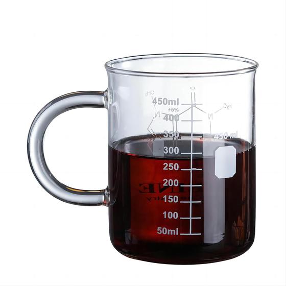 Imagem de Caneca de Vidro Zerodis Caffeine Glass 450ml com Alça - Design Moderno