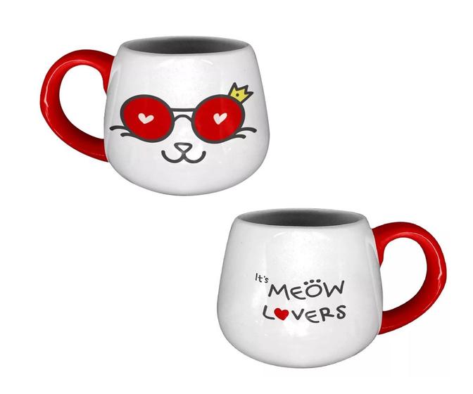 Imagem de Caneca Decor Bojuda 440ml Vermelho Branca Its Meow Lovers