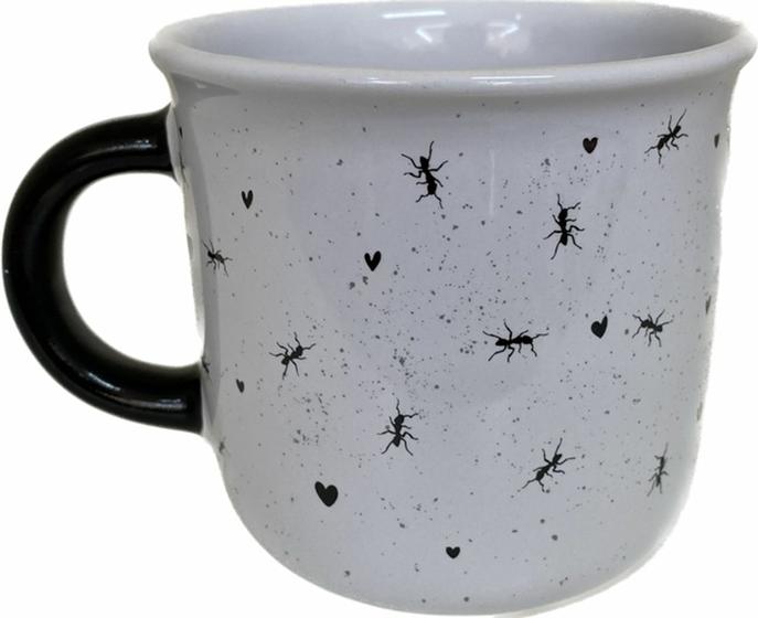 Imagem de Caneca decor retro 340ml (11,8 x 9,2 x 8,5 cm) branco / preto - bugs ants in love formigas