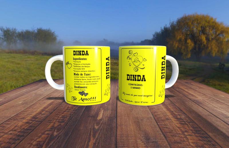 Imagem de Caneca Dinda Porcelana  Alça e interior cores diversas  M&M Presentes Personalizados