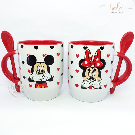 Imagem de Caneca Disney -Mickey Minnie- Com Colher Vermelha Personalizada