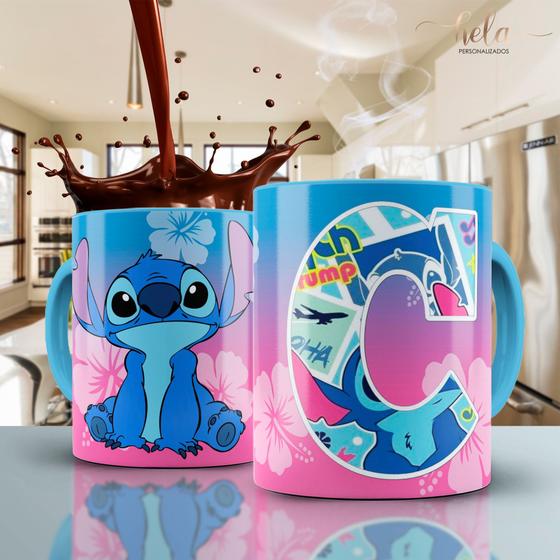 Imagem de Caneca Disney Stitch Com Alça Interior Azul pck01/alf