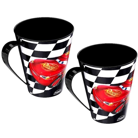 Imagem de Caneca do Carros Mcqueen com Alça de 360ml Plasútil - 2 Unidades