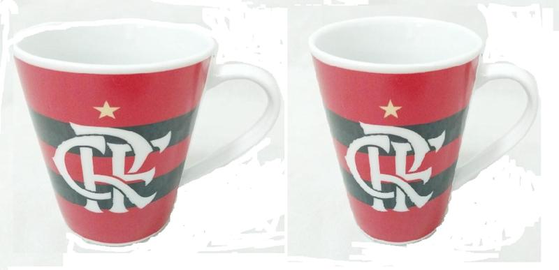 Imagem de Caneca Do Flamengo porcelana 300ml Produto Oficial Licenciado 2 unidades