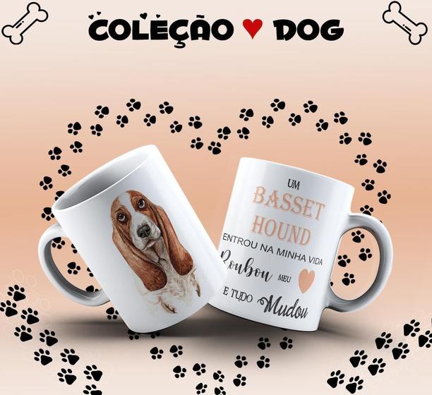 Imagem de Caneca Dog Basset Hound Presente Porcelana 325Ml