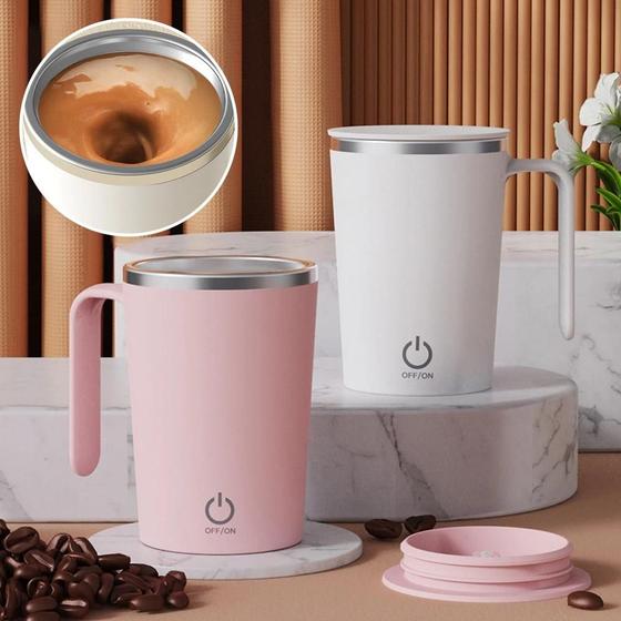 Imagem de Caneca Elétrica de Agitação para Café e Milkshake - Aço Inoxidável - Recarregável