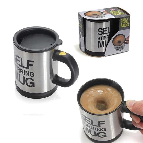 Imagem de Caneca Elétrica Mixer Inox Mistura Fácil Café Shake Chá Suco Leite 400ml Automática Com Pilhas AAA