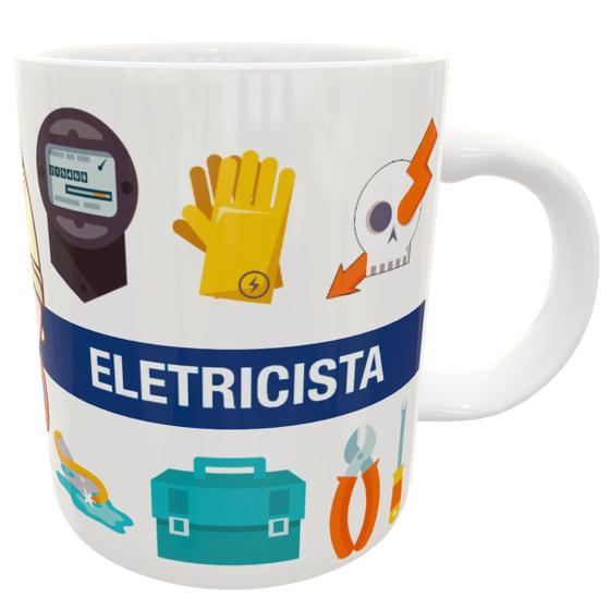 Imagem de caneca eletricista com nome personalizado profissão presente