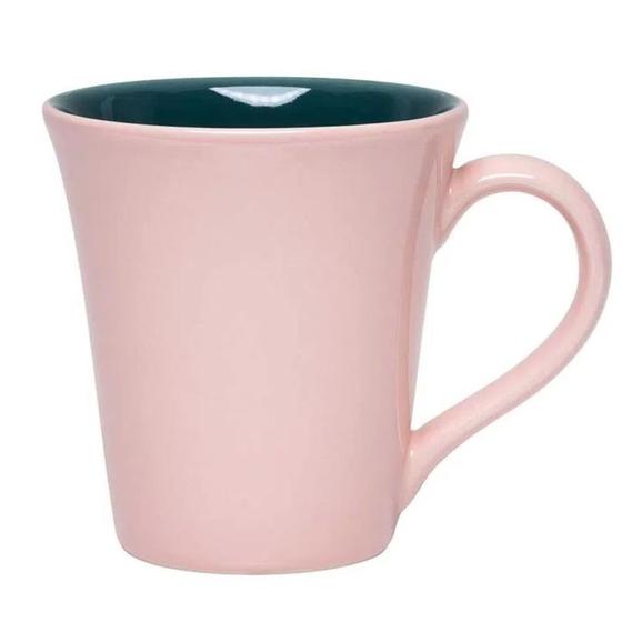 Imagem de Caneca em Cerâmica Tulipa 330ml Verde e Rosa