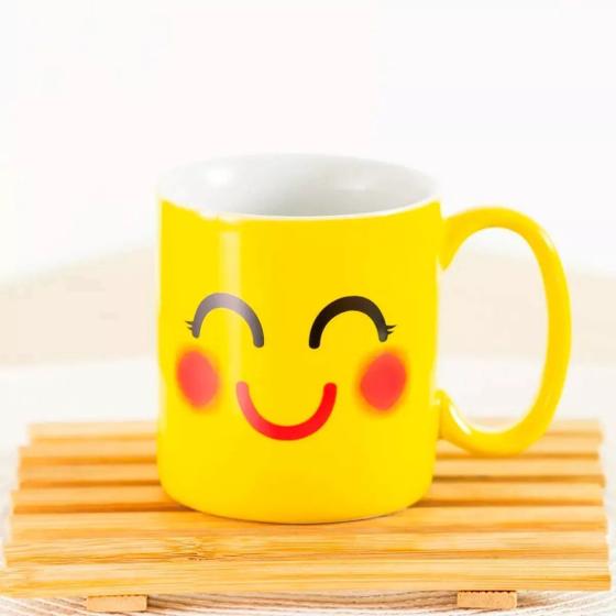 Imagem de Caneca Emoticon Emoji Amarela De Porcelana 300 Ml Terramada